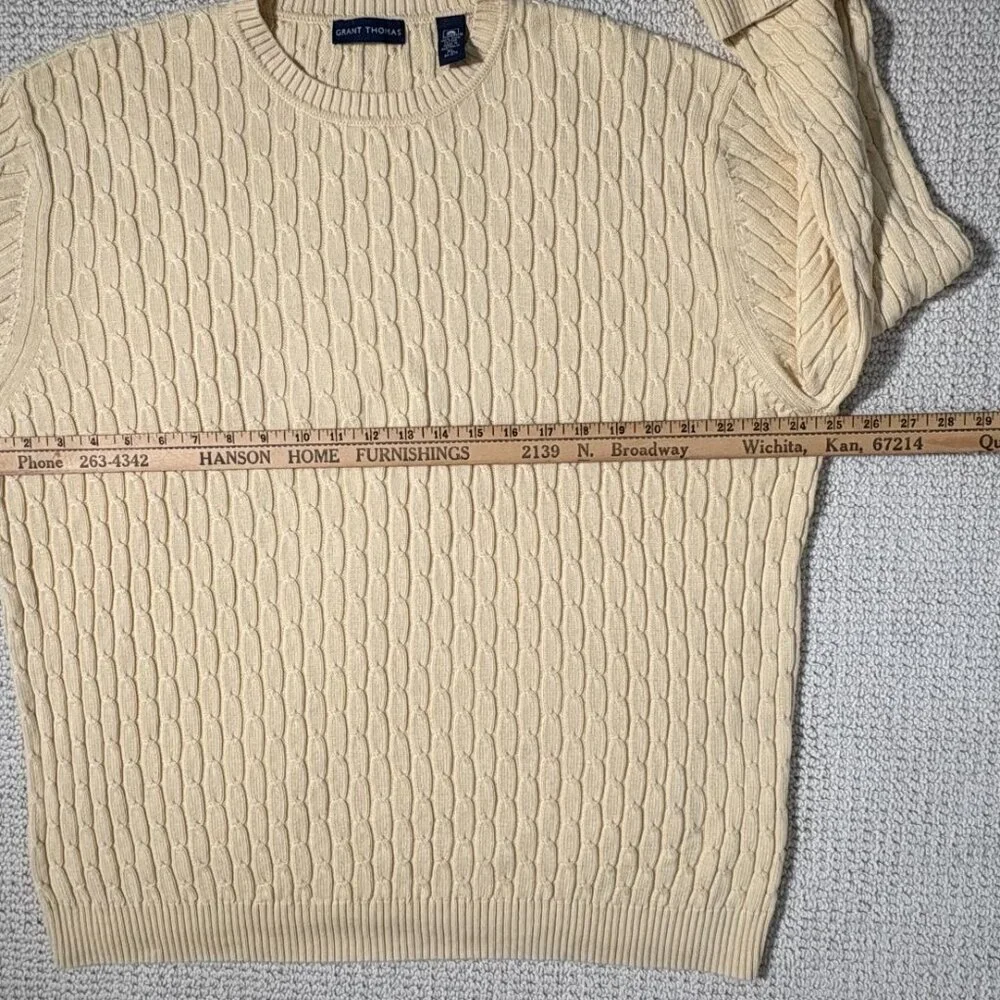 Grant Thomas Mens XL Cable Knit Old Money Sweater Tennis Preppy Academia Layers